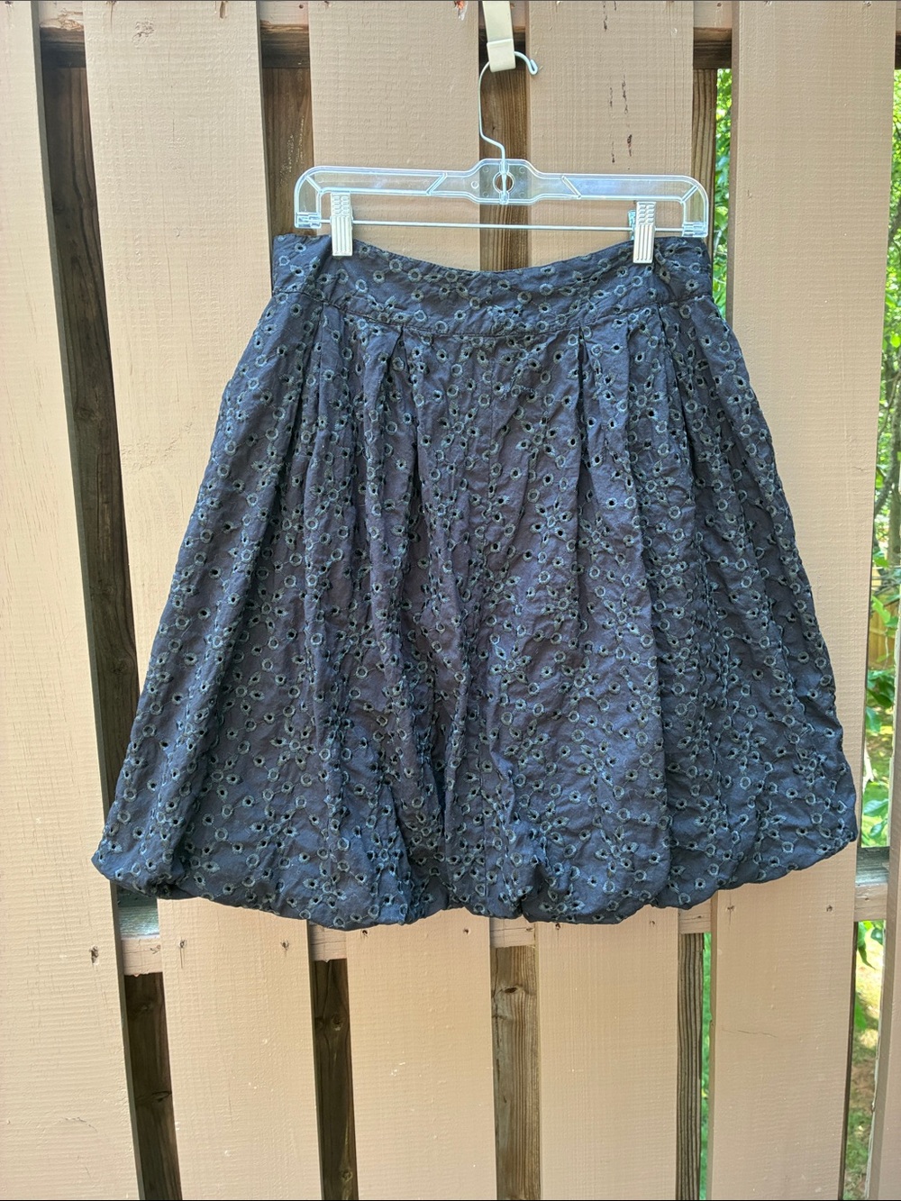 Women's Black Eyelet Bubble Skirt Size 12 (Fits Smaller)